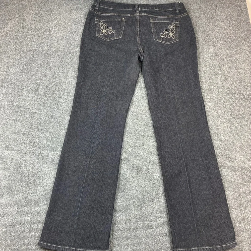 Baccini Womens Dark Wash Straight Leg Embroidered Pocket Denim Jeans Size‎ 12